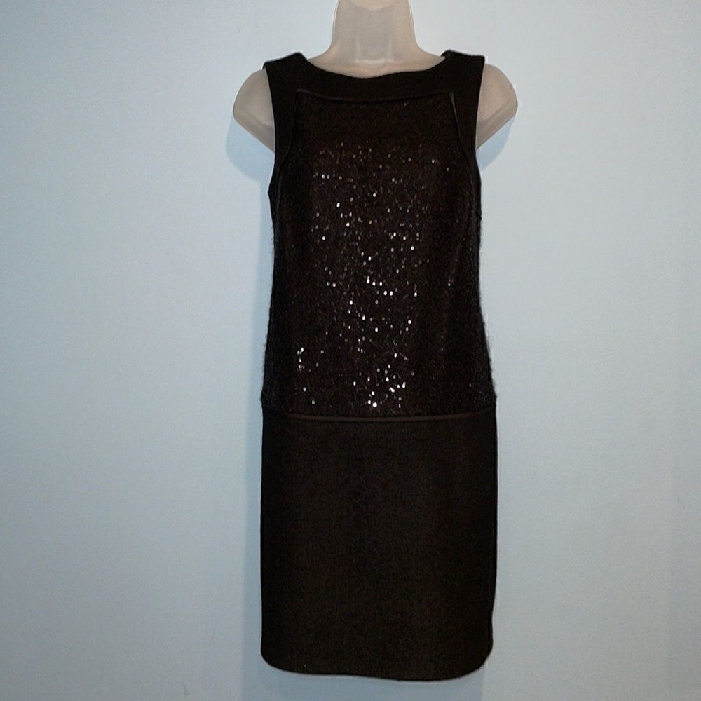 LOFT Dress Sequin Little Black Holiday Wedding Formal Dress Size 4